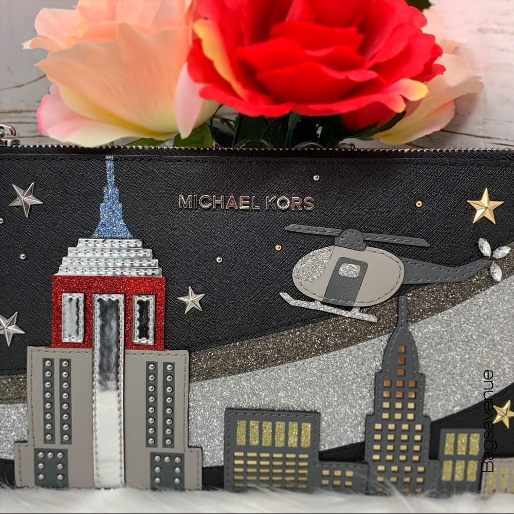 Michael Kors nouveau novelty black XL clutch motif - Picture 2 of 5